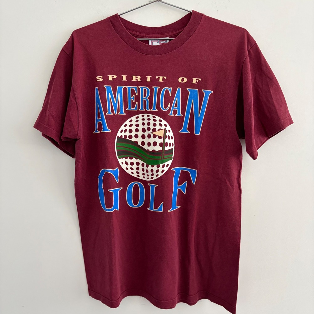 Vintage Crable Sportswear Spirit of American Golf T Shirt Maroon Medium
